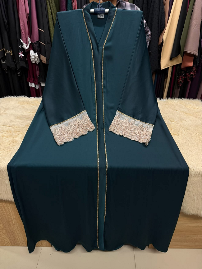 Deep Teal Green Abaya