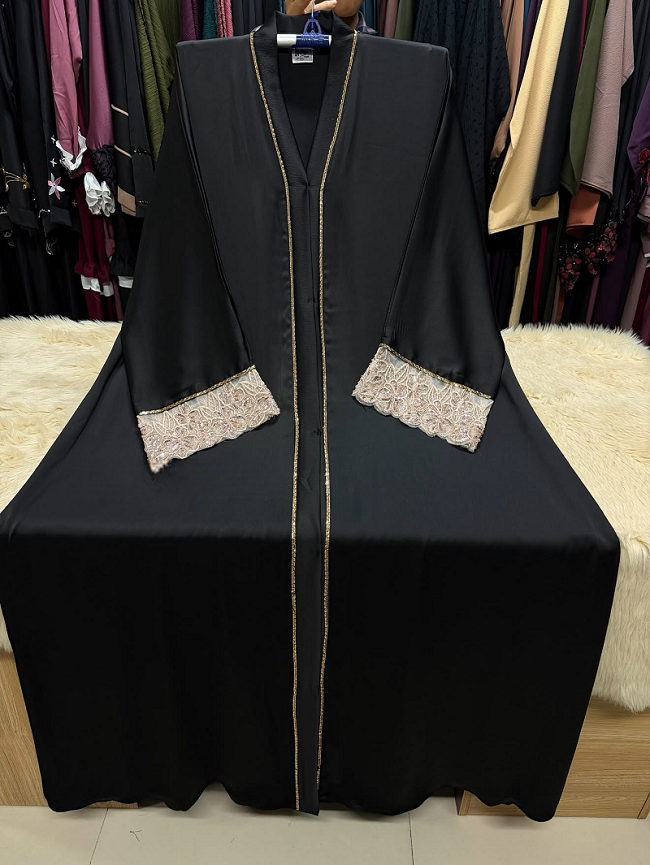 Zafran Matt Black Abaya